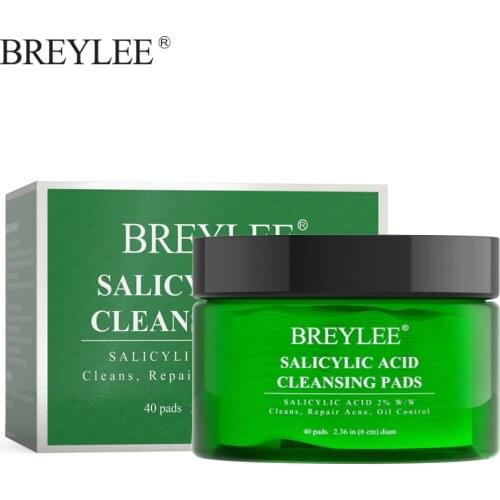 BREYLEE Salicylic Acid Cotton Pads Serum Treatment Blackhead Pimple Acne Facial Oil Control Removal Cleaning Pores Skin Care