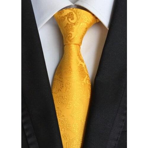 8cm Mens Ties Golden Yellow Luxury Paisley Necktie