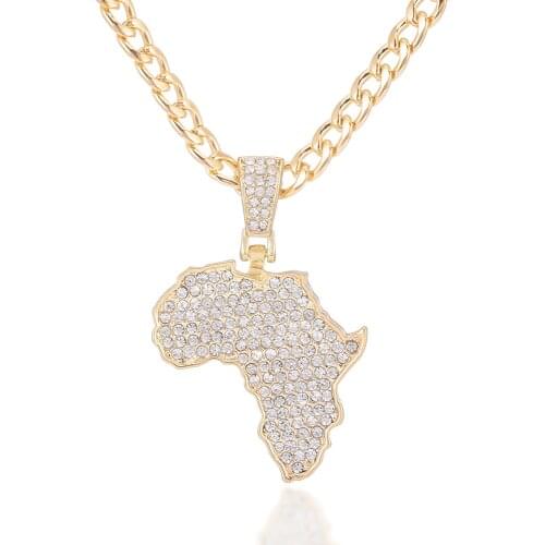 Hip-hop Style Africa Map Pendant Necklaces Gold Color Jewelry For Women Men African Maps Jewellery