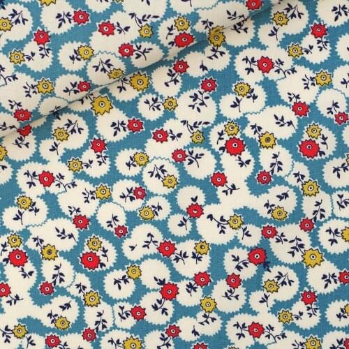 Printed Cotton Poplin Fabric, Small flowers and leave, clothing,bedding,hadmaking, 50cmx140cm