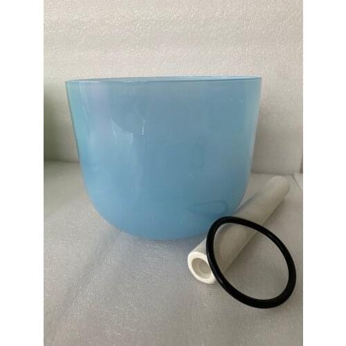 Crystal singing bowl pastel blue color 3rd octave G# Note Thyroid chakra 432Hz for sound healing