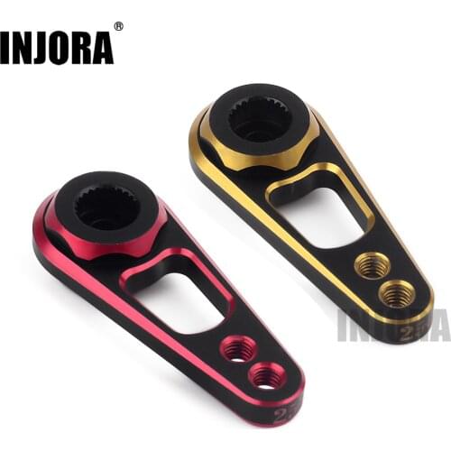 INJORA 1PCS RC Car Aluminum Alloy Double Hole 25T Steering Servo Arm for RC Crawler Axial SCX10 90046 Traxxas TRX-4 MST Recat