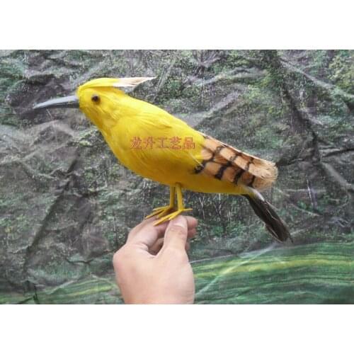 Simulation woodpecker toy polyethylene & furs yellow bird doll gift about 30cm 2175