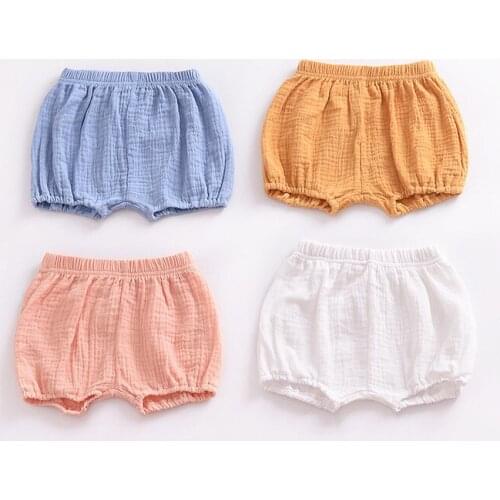 Summer Kids Boys Shorts Solid Color Baby Girl Shorts Cotton Linen Bread short Pants Fashion Newborn Bloomers 6 Months-4 Years