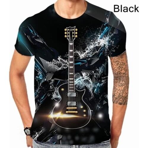 Fashion Male/female Music Bass Guitar DJ Funny 3D Printing Casual Short-sleeved T-shirt S-5XL