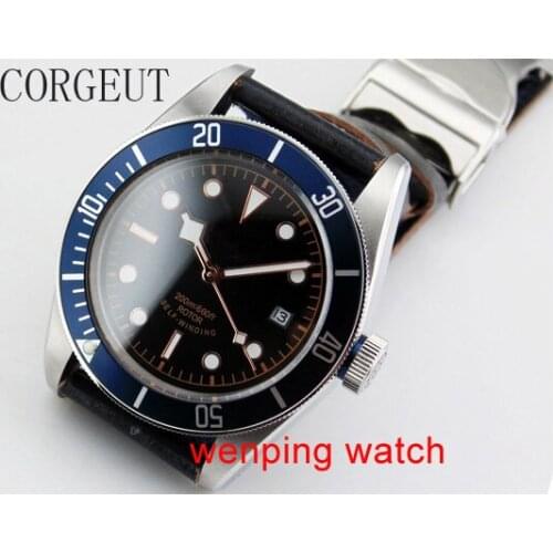 Corgeut 41mm watch water resistance silver rim hands sapphire glass Automatic movement Mens watches
