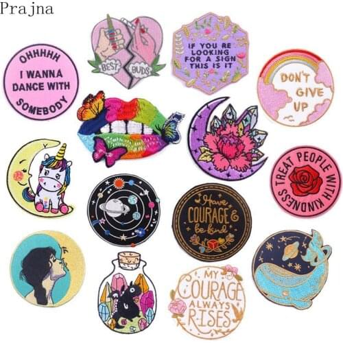 Butterfly Lips Patch Cartoon Embroidered Letter Patches For Clothing Stripe On Jacket Round Badge Applique Stickers On Clothes
