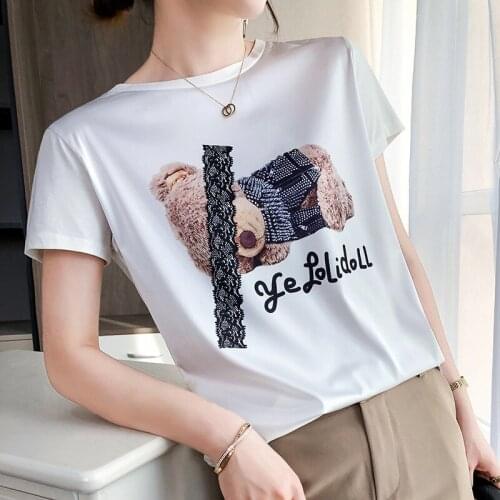 New Summer Fashion Womens Wear Korean Version Loose Mercerized Votton Vest Satin Silk Short Sleeve Womens T- shirt