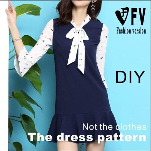 Dress pattern cutting drawing 1:1 sewing pattern BLQ-297
