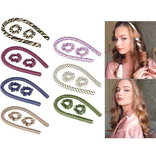Heatless Curling Rod Headband - Lazy Curler Set No Heat Curls Silk Ribbon Hair Rollers Sleeping Soft Headband Wave Hair Curlers
