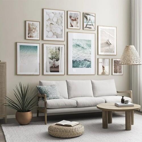 Pop Art Scandinavian Style Canvas Painting Collect Sand Walk Foamy Ocean Beach Tree Wall Art Posters For Living Room Decor