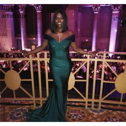 Hot Hunter Green Prom Dress 2020 New Latest African Black Girls Red Carpet Evening Party Gown Custom Made Plus Size Prom Elegant