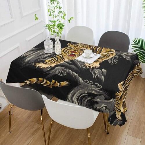 Rectangle Tablecloth Cover Japanese Style Tiger