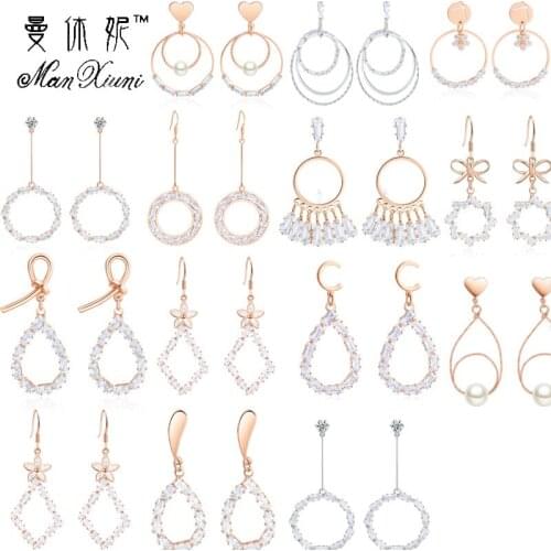 Multi Designs Wholesale Fashion Jewelry Women Metal Vintage Statement Clear Crystal Drop Earrings For Women Metal Earring