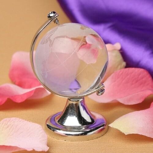 Silver Stand Crystal World Globe Wedding Paperweight Vastu Feng Shui Decor