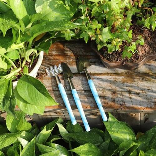 Blue Stainless Steel Gardening Tool Portable Balcony Home-grown Mini Digging Suits Shovel Rake Garden Combination Tool 3PCS /Set