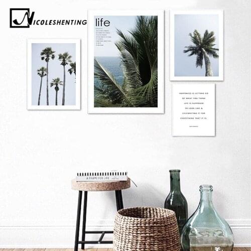 Tropical Decoration Scandinavian Palm Tree Canvas Landscape Poster Motivation Nordic Wall Art Print Painting Decorative Picture