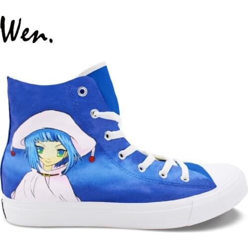 Wen Design Hand Painted Shoes Shakugan No Shana Canvas Unisex Shoes Anime Sneakers Girl High Top Rubber Sole Trainers