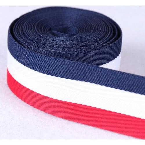 High quality Double-sided Width 25mm Red White Blue stripes Grosgrain gift wrap ribbon DIY Handmade Sewing Clothes Accessories