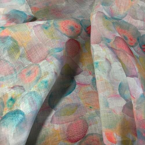 High quality ramie material digital printing patchwork Fashion Brand Clothing fabric