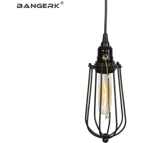 Single Head Iron Hanging Light Pull Switch Vintage Industrial LED Pendant Lamp Dining Room Bar Home Decor Indoor Lighting