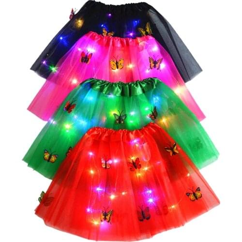 Woman Adult Star Sequins Ballet Dance Tutu Skirt LED Light Up Neon Colorful Layered Tulle Short Dress Party Custome