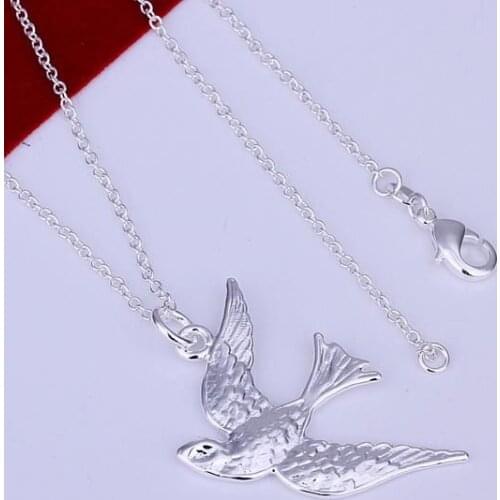 N151 Lucky Charm Silver Color Pendants For Women Sterling Necklace Accessories Fashion Flying Bird Necklace /dfsalwza Hsq