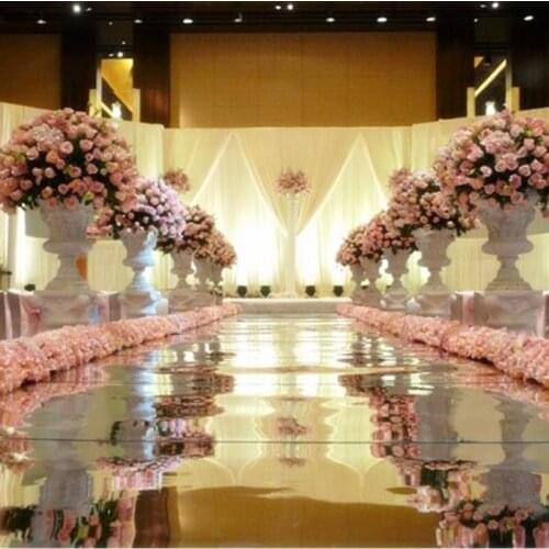 10 m Per lot 1m Wide Silver Plastic Mirror Carpet Runner Aisle For Fashion Wedding Centerpieces Decor Supplies DHL Delivery
