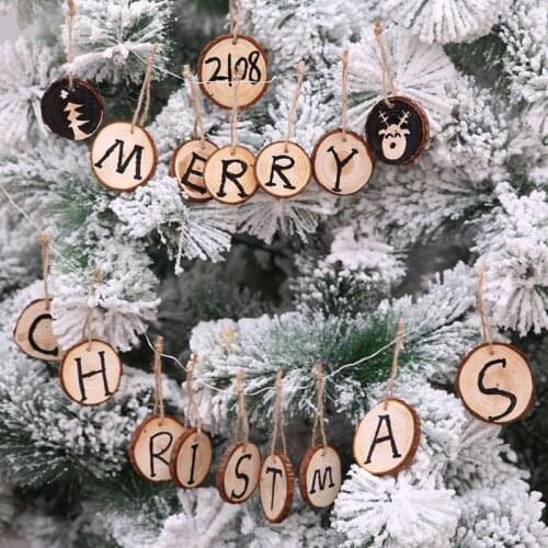 10pcs Christmas Xmas Tree Wood Log Slices Discs Cutout Circle Wood Disks