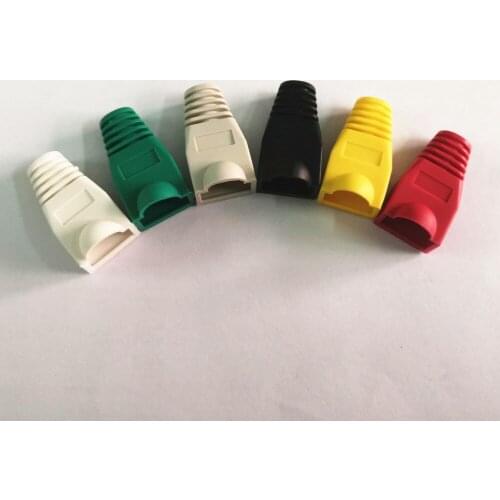 100pcs RJ-45 CAT6 CAT5e Adapter Cap Ethernet Network Cable Connector Plugs RJ45 Caps Cat 5 CAT6 protective sleeve multicolour