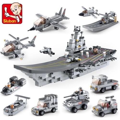 1001Pcs Sea Air And Land Military Corps Building Blocks Army NAVY Warship Aircraft Carrier Bricks Educational Toys for Children