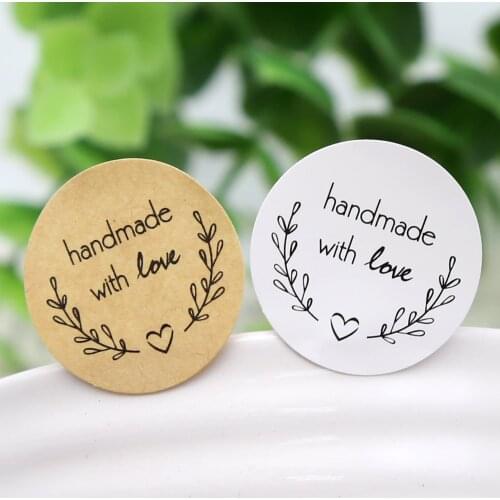 160pcs/lot Vintage " handmake with love" heart and leaf Sticker 2.5cm Gift seal stickers for bakery&gift package(ss-1501)