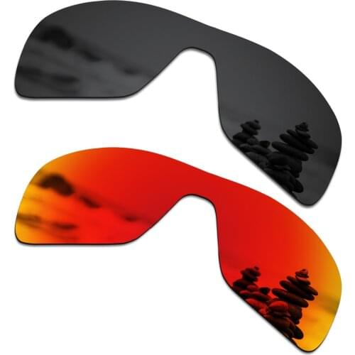 SmartVLT 2 Pieces Polarized Sunglasses Replacement Lenses for Oakley Turbine Rotor Stealth Black and Fire Red