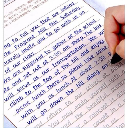 3 books/set English copybook + pens handwriting groove practice copy English Alphabet words letters auto fades can be reused