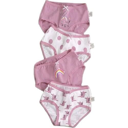 4Pcs/Lot Girls Panties 100% Cotton Kids Panties Toddler Cartoon Baby Short Pants Girl Underpants 2-10T Children Underwear