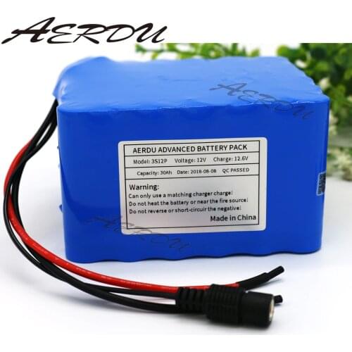 AERDU 3S12P 12V 30Ah 11.1V 12.6V Rechargeable lithium-ion battery pack For inverter miner Hernia lamp Solar street light 50A BMS