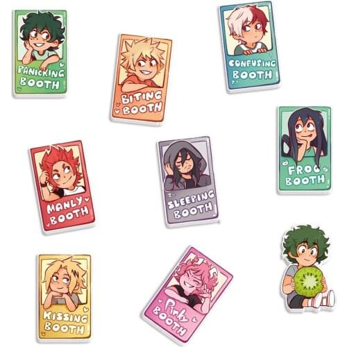 Acrylic Cartoon Animation BNHA Pattern Printed Planar Resins DIY Craft For Home Decoration Accessories 30pcs