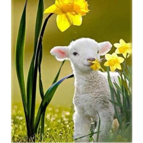 5D DIY Diamond Painting Square/Round Diamond Animal Painting Cute Lamb Picture Cross Stitch Mosaic Home Decoration WG2845