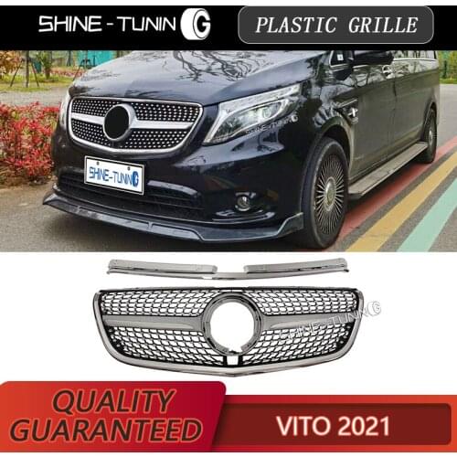 Car Styling Middle Grille For Mercedes-Benz Vito V Class W447 V260 V250 2020+ ABS Plastic Diamond Front Bumper Grill