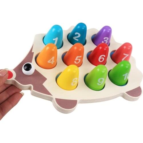 Childrens wooden cute little hedgehog Cognitive Number Pairing Counting Baby Educational Building Blocks Early Education Gift