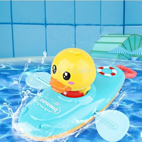 Bath Toys Rowing Boat Swim Floating Cartoon Duck Water Spray Sprinkler Bathroom Sprinkling Shower Swimming Water Toys For Kids