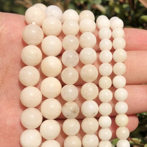 Natural White Angelite Stone Beads Round Loose Spacer Beads 15'Strand 4/6/8/10/12mm For Jewelry Making DIY Bracelets Necklace