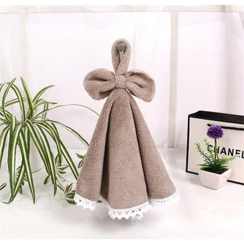 Kitchen Towel Bow-knot Lace Hanging Hand Towels Cloak shape Towels for Kids Childrens Daily UsingBathroom Washing Dishcloth