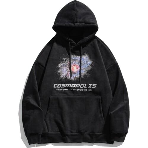 LACIBLE Hip Hop Streetwear Hoodie Men Universe Print Harajuku Hoodie Sweatshirt Loose Winter Cotton Fleece Hooded Pullover
