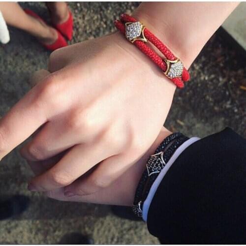 BC jewelry Fashion 5MM Thailand Stingray Leather Gold Black CZ Stainless Steel Buckle Bracelet Bangle for men Gift Party wrist