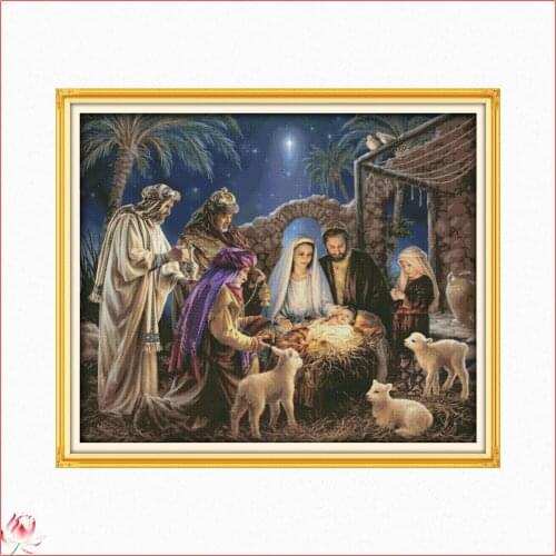 The Birth Of Baby Jesus Patterns Cross Stitch Kits Ecological Cotton Stamped Printed 14 11CT DIY Easy to Use Home Decoration