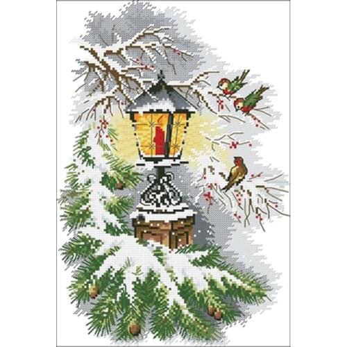HOT Bird on winter street lamp Counted Cross Stitch 11CT 14CT 18CT DIY Chinese Cross Stitch Kits Embroidery Needlework Sets