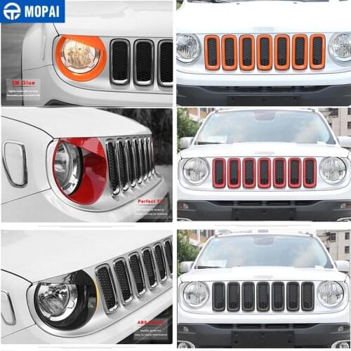MOPAI Car Grille Cover Stickers for Jeep Renegade 2016-208Car Front Head Light Lamp Decoration Cover for Jeep Renegade 2016-2018