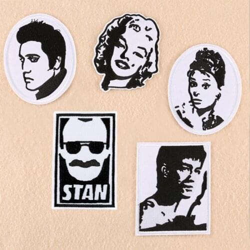 Marilyn Monroe Patches for Clothing Sewing Applique Stripes Stickers Audrey Hepburn Bruce Lee Iron On Embroidery Patches Cheap