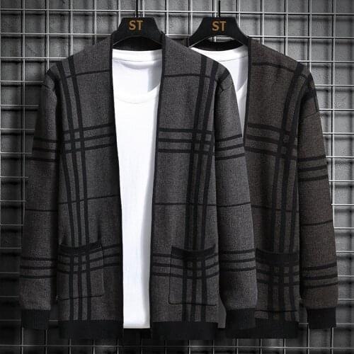New Mens Cardigan Sweater Casual Jacket Autumn and Winter Warm Jacket Knitted Sweater